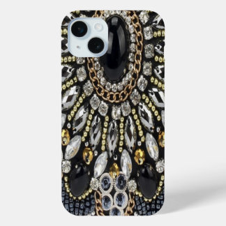 art deco black and gold bohemian pattern iPhone 15 plus case