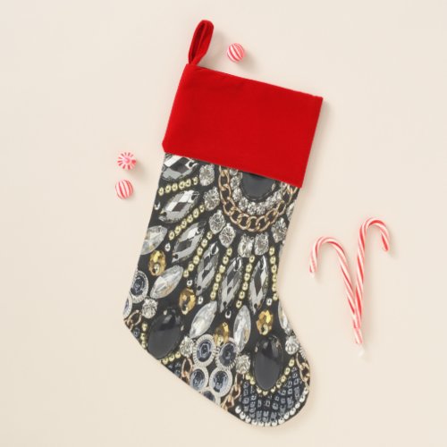 art deco black and gold bohemian pattern  christmas stocking