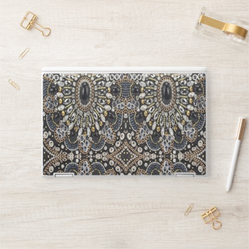 art deco black and gold bohemian pattern  HP laptop skin