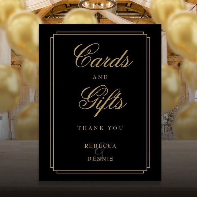 Art Deco Black And Gold Cards And Gifts Sign (Art Deco Black And Gold Cards And Gifts Sign)