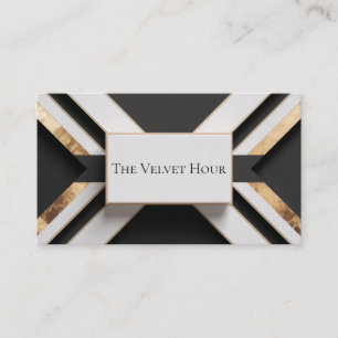 Art Deco Black and Gold Chevron Geometric Luxury Business Card