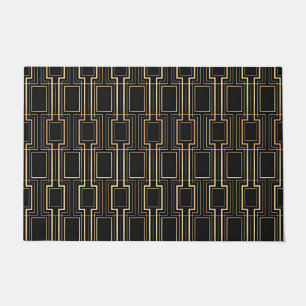 Art deco black and gold doormat