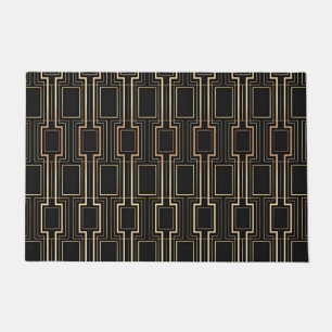 Art deco black and gold doormat
