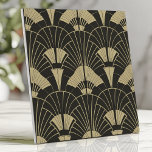 Art Deco Black and Gold Fan Pattern Ceramic Tile<br><div class="desc">Add glamour to your space with this stunning Art Deco tile featuring a sleek black background adorned with gold fan patterns. The symmetrical design and bold geometric details capture the essence of 1920s elegance,  making it perfect for backsplashes,  accent walls,  or sophisticated interior décor projects.</div>