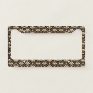 Art Deco Black and Gold Faux Diamonds  License Plate Frame