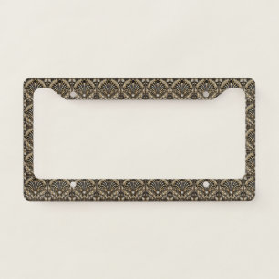 Art Deco Black and Gold Faux Diamonds  License Plate Frame