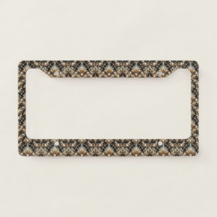 Art Deco Black and Gold Faux Diamonds  License Plate Frame