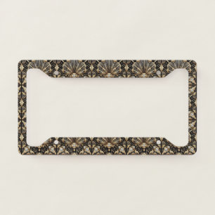 Art Deco Black and Gold Faux Diamonds  License Plate Frame