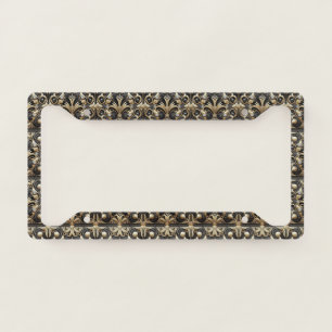 Art Deco Black and Gold Faux Diamonds  License Plate Frame