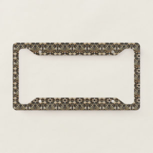 Art Deco Black and Gold Faux Diamonds  License Plate Frame