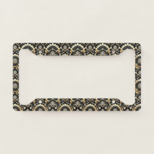 Art Deco Black and Gold Faux Diamonds  License Plate Frame