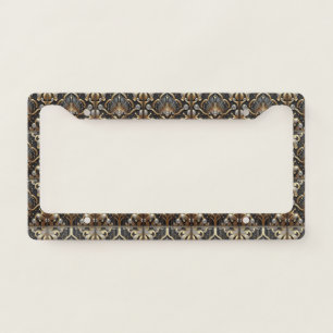 Art Deco Black and Gold Faux Diamonds  License Plate Frame