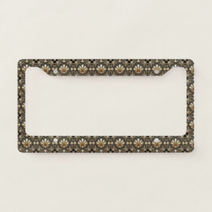 Art Deco Black and Gold Faux Diamonds  License Plate Frame