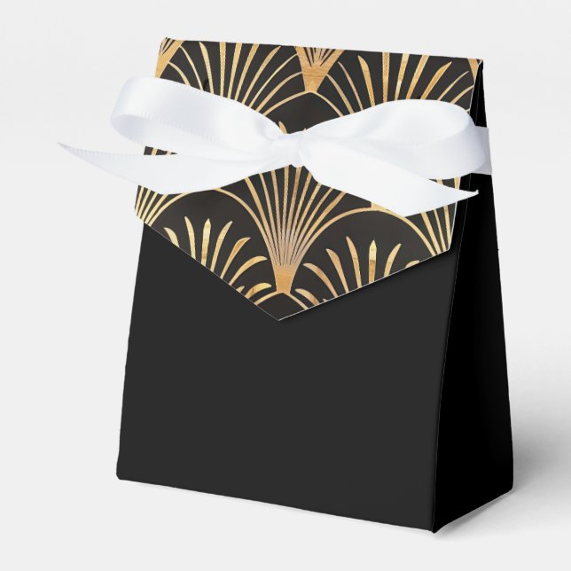 Art Deco Black And Gold Favor Boxes (Front Side)