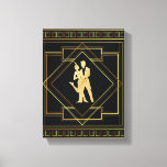 Art Deco black and gold flapper 1920s Canvas Print<br><div class="desc">Black and gold style Art Deco theme geometric design of flappers from the 1920s roaring twenties era. Vintage style. Gatsby era.</div>