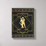 Art Deco black and gold flapper 1920s Canvas Print<br><div class="desc">Black and gold style Art Deco theme geometric design of flappers from the 1920s roaring twenties era. Vintage style. Gatsby era.</div>