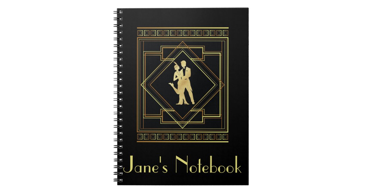 Art Deco black and gold flapper gatsby 1920s Notebook | Zazzle