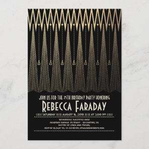 Art Deco Black and Gold Gatsby Birthday Party Invitation
