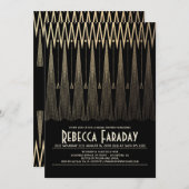 Art Deco Black and Gold Gatsby Bridal Shower Invitation (Front/Back)