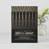 Art Deco Black and Gold Gatsby Bridal Shower Invitation (Standing Front)