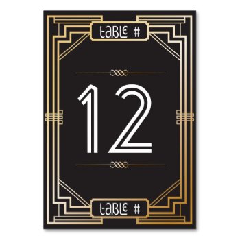 Art Deco Black And Gold Gatsby Table Number by Wedding_Trends at Zazzle