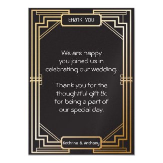 Art Deco Black and Gold Gatsby Thank You Invitation