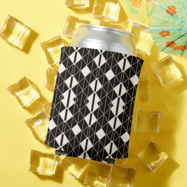 Art Deco Black and Gold Geometric luxury Can Cooler (In Situ Summer)