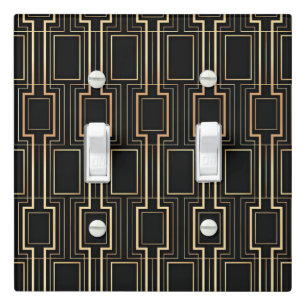 Art deco black and gold light switch cover