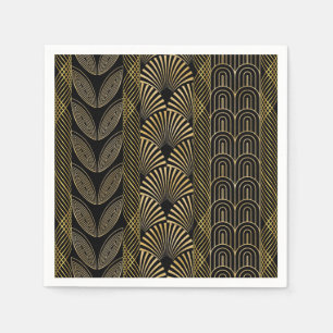 Art deco black and gold napkins