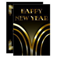 Art Deco Black and Gold New Years Party Invitation