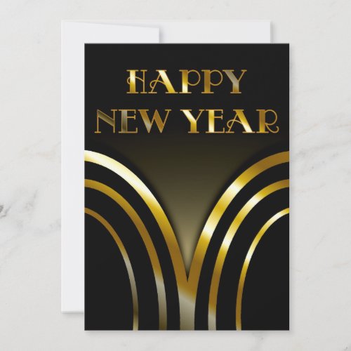 Art Deco Black and Gold New Years Party Invitation