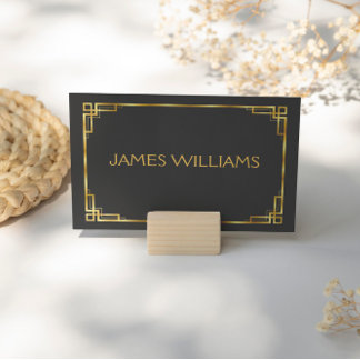 Art Deco Black And Gold Place Setting Cards