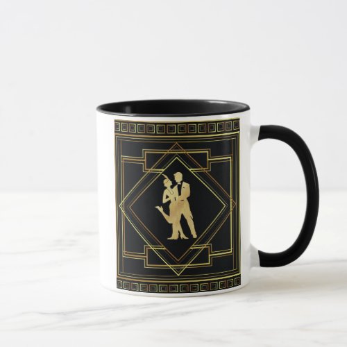 Art Deco black and gold roaring twenties flapper Mug