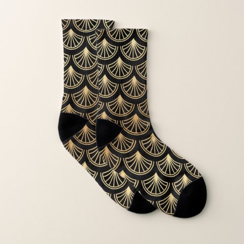 Art Deco Black and Gold Socks