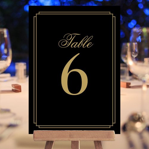 Art Deco Black And Gold Table Number