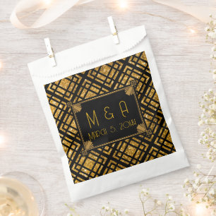 Art Deco Black and Gold Wedding Favor Bags