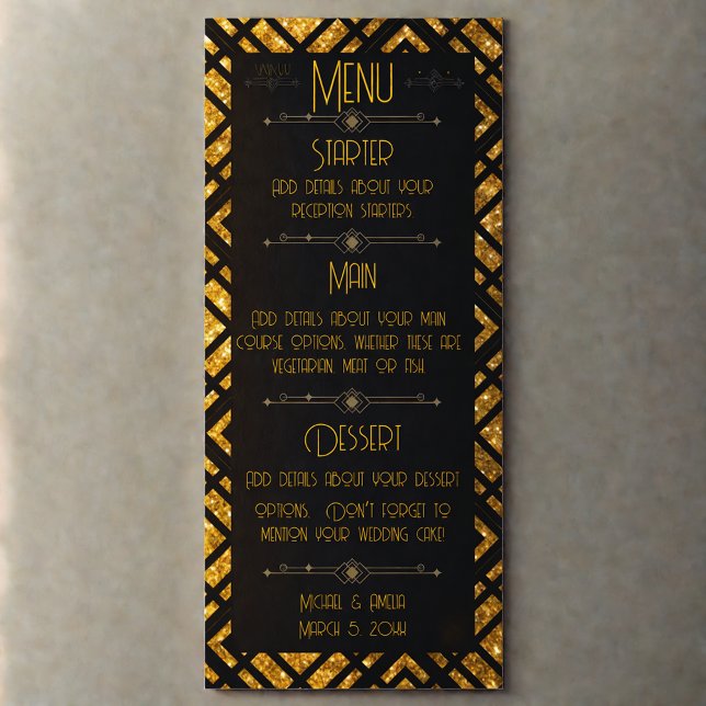 Art Deco Black and Gold Wedding Menu (Creator Uploaded)
