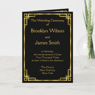 Art Deco Black And Gold Wedding Programs