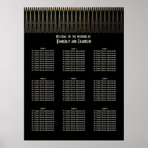 Art Deco Black and Gold Wedding Seating Chart