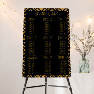 Art Deco Black and Gold Wedding Seating Chart Foam Board