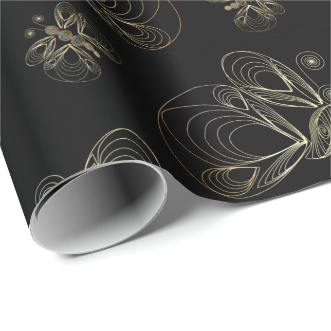 Art deco black and golden seamless pattern with bu wrapping paper (Roll Corner)