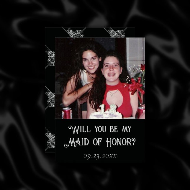 Art Deco | Black and Silver Bridal Party Photo Ask Invitation (Creator Uploaded)