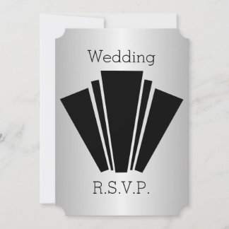 Art Deco Black And Silver Wedding RSVP Invitation