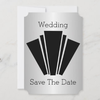 Art Deco Black And Silver Wedding Save The Date Invitation