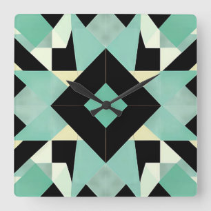 Art Deco Black and Teal Wall Clock