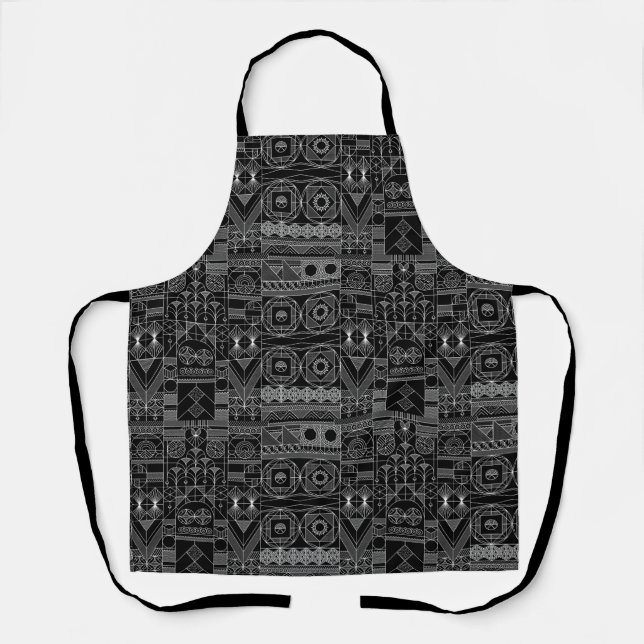 Art Deco Black and White Apron (Front)