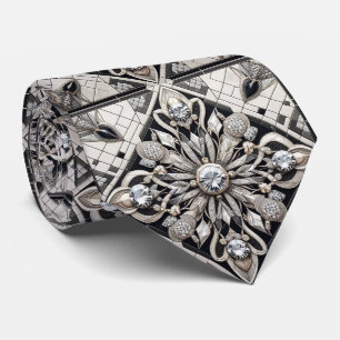 Art Deco Black and White DIamonds Neck Tie