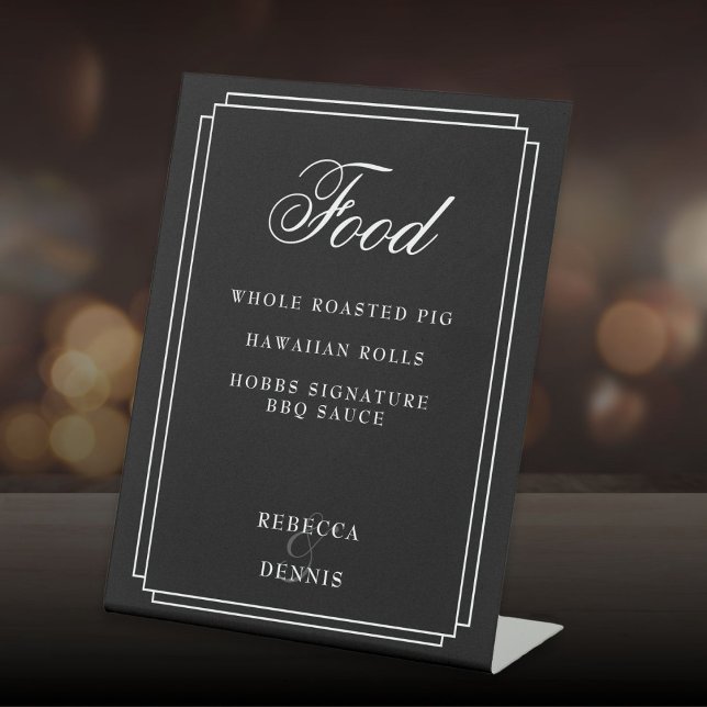 Art Deco Black And White Food Menu Pedestal Sign (Art Deco Black And White Food Menu Pedestal Sign)