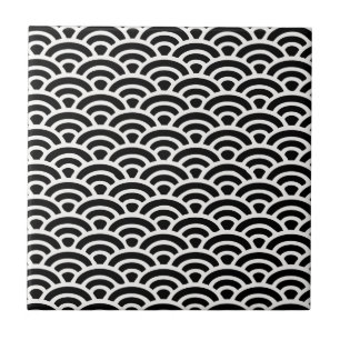 Art Deco Black and White Pattern Tile