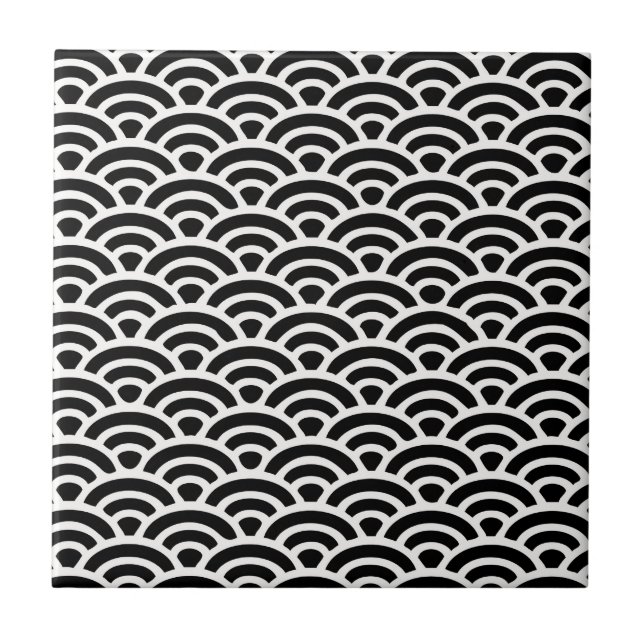 Art Deco Black and White Pattern Tile (Front)